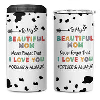 Mothers Day Mom Gifts 4 in 1 Can Cooler Tumbler I Love You Mom Gift From Daughter Son Cow Print