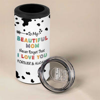Mothers Day Mom Gifts 4 in 1 Can Cooler Tumbler I Love You Mom Gift From Daughter Son Cow Print