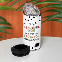 Mothers Day Mom Gifts 4 in 1 Can Cooler Tumbler I Love You Mom Gift From Daughter Son Cow Print