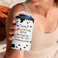 Mothers Day Mom Gifts 4 in 1 Can Cooler Tumbler I Love You Mom Gift From Daughter Son Cow Print