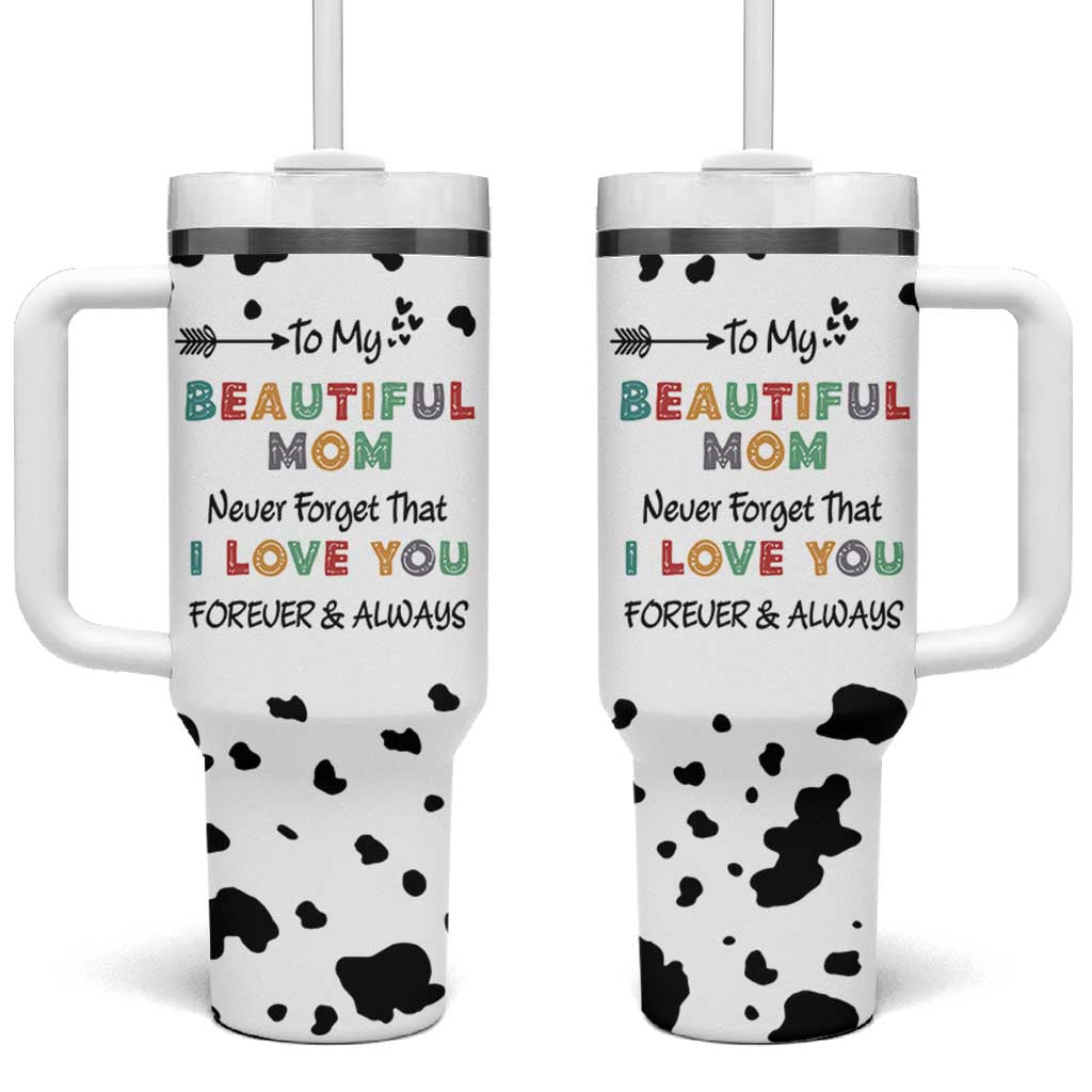 Mothers Day Mom Gifts Tumbler With Handle I Love You Mom Gift From Daughter Son Cow Print