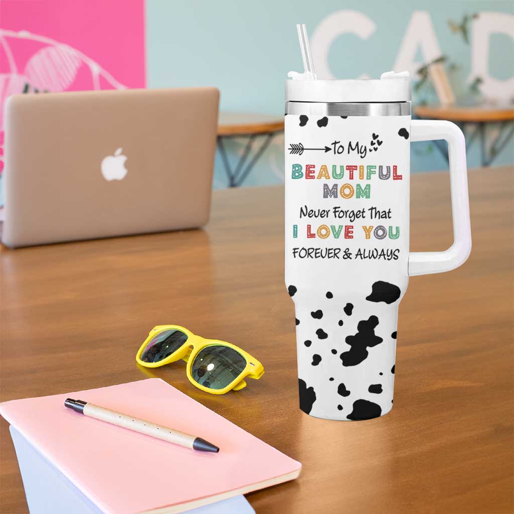 Mothers Day Mom Gifts Tumbler With Handle I Love You Mom Gift From Daughter Son Cow Print