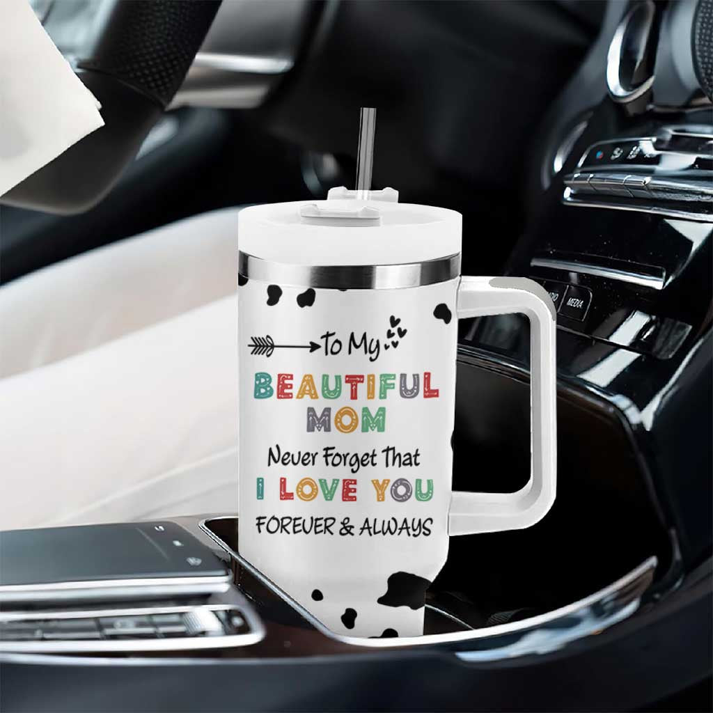 Mothers Day Mom Gifts Tumbler With Handle I Love You Mom Gift From Daughter Son Cow Print