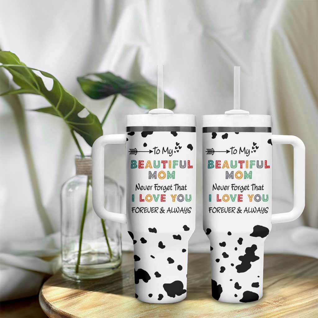 Mothers Day Mom Gifts Tumbler With Handle I Love You Mom Gift From Daughter Son Cow Print