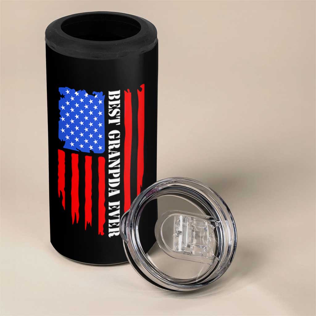 Best Grandpa Ever 4 in 1 Can Cooler Tumbler Grandpa Knows Everything Grandfather Fathers Day Gift US Flag