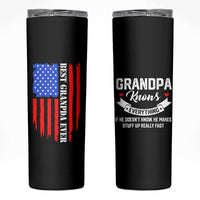 Best Grandpa Ever Skinny Tumbler Grandpa Knows Everything Grandfather Fathers Day Gift US Flag
