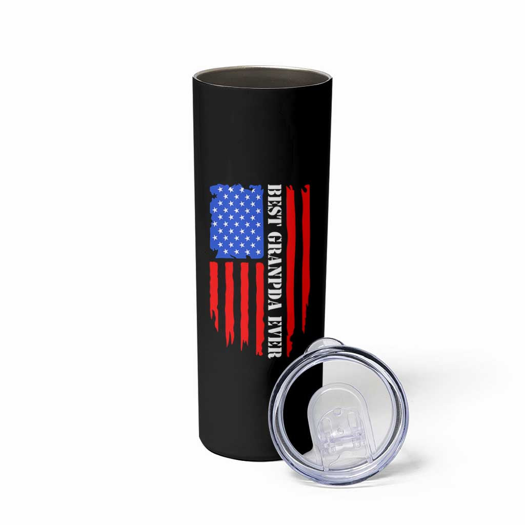 Best Grandpa Ever Skinny Tumbler Grandpa Knows Everything Grandfather Fathers Day Gift US Flag