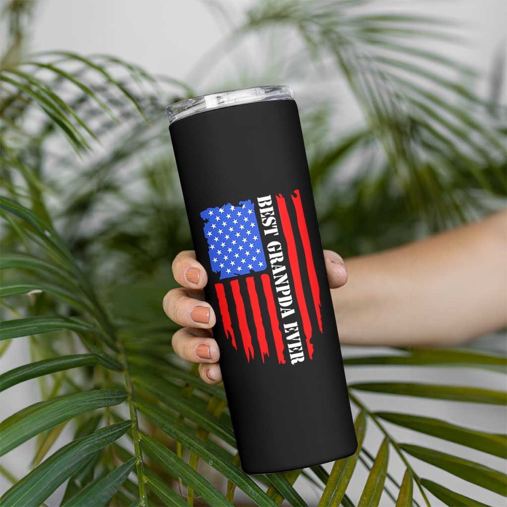 Best Grandpa Ever Skinny Tumbler Grandpa Knows Everything Grandfather Fathers Day Gift US Flag