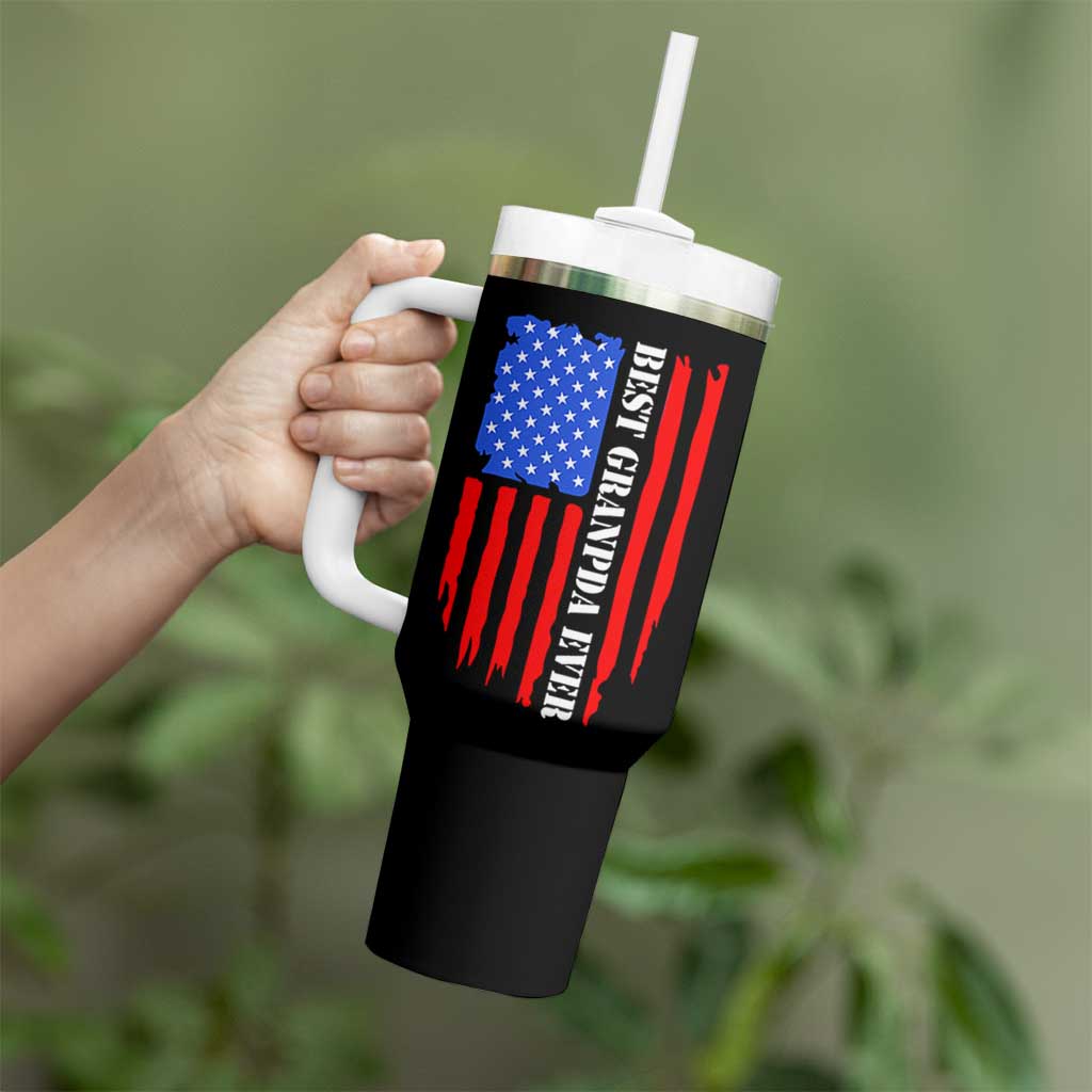 Best Grandpa Ever Tumbler With Handle Grandpa Knows Everything Grandfather Fathers Day Gift US Flag