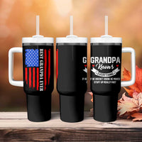 Best Grandpa Ever Tumbler With Handle Grandpa Knows Everything Grandfather Fathers Day Gift US Flag