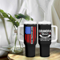 Best Grandpa Ever Tumbler With Handle Grandpa Knows Everything Grandfather Fathers Day Gift US Flag