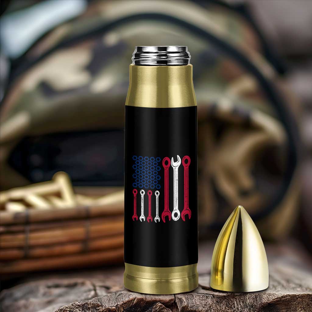 Father's Day Gift Bullet Tumbler If Papa Can't Fix It No One Can USA Flag Mechanic