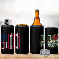Father's Day Gift 4 in 1 Can Cooler Tumbler If Papa Can't Fix It No One Can USA Flag Mechanic