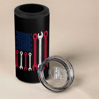 Father's Day Gift 4 in 1 Can Cooler Tumbler If Papa Can't Fix It No One Can USA Flag Mechanic