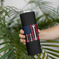 Father's Day Gift Skinny Tumbler If Papa Can't Fix It No One Can USA Flag Mechanic