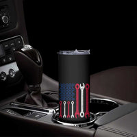 Father's Day Gift Skinny Tumbler If Papa Can't Fix It No One Can USA Flag Mechanic