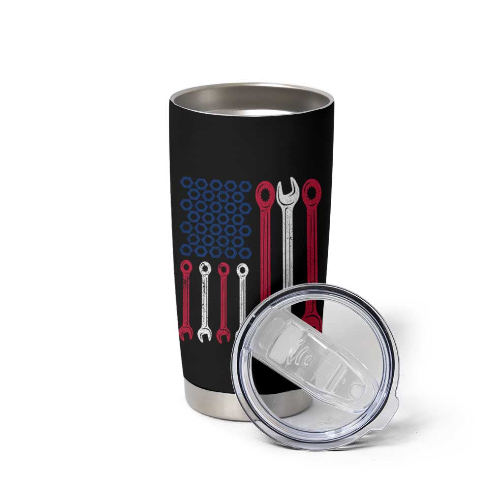 Father's Day Gift Tumbler Cup If Papa Can't Fix It No One Can USA Flag Mechanic