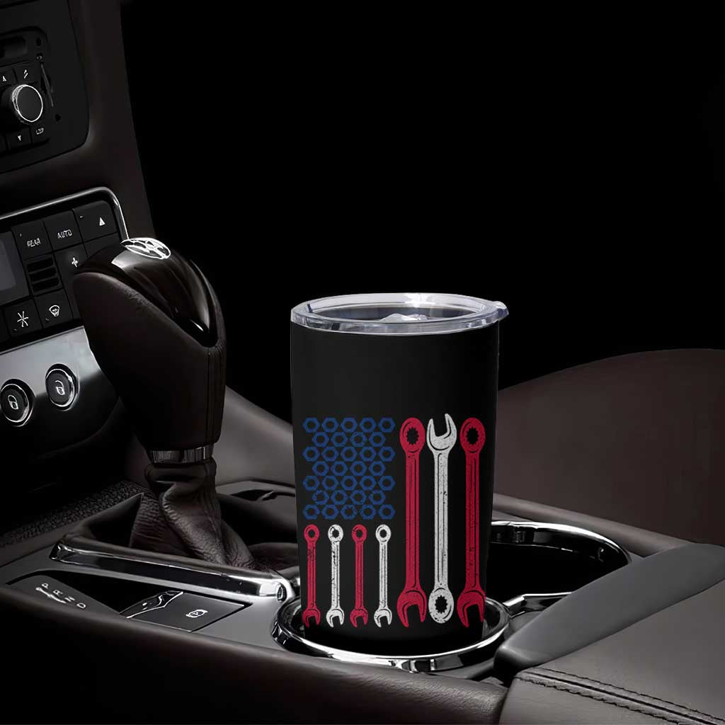 Father's Day Gift Tumbler Cup If Papa Can't Fix It No One Can USA Flag Mechanic