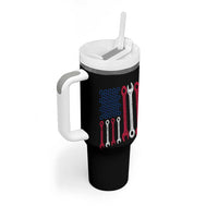 Father's Day Gift Tumbler With Handle If Papa Can't Fix It No One Can USA Flag Mechanic