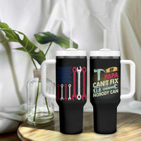 Father's Day Gift Tumbler With Handle If Papa Can't Fix It No One Can USA Flag Mechanic