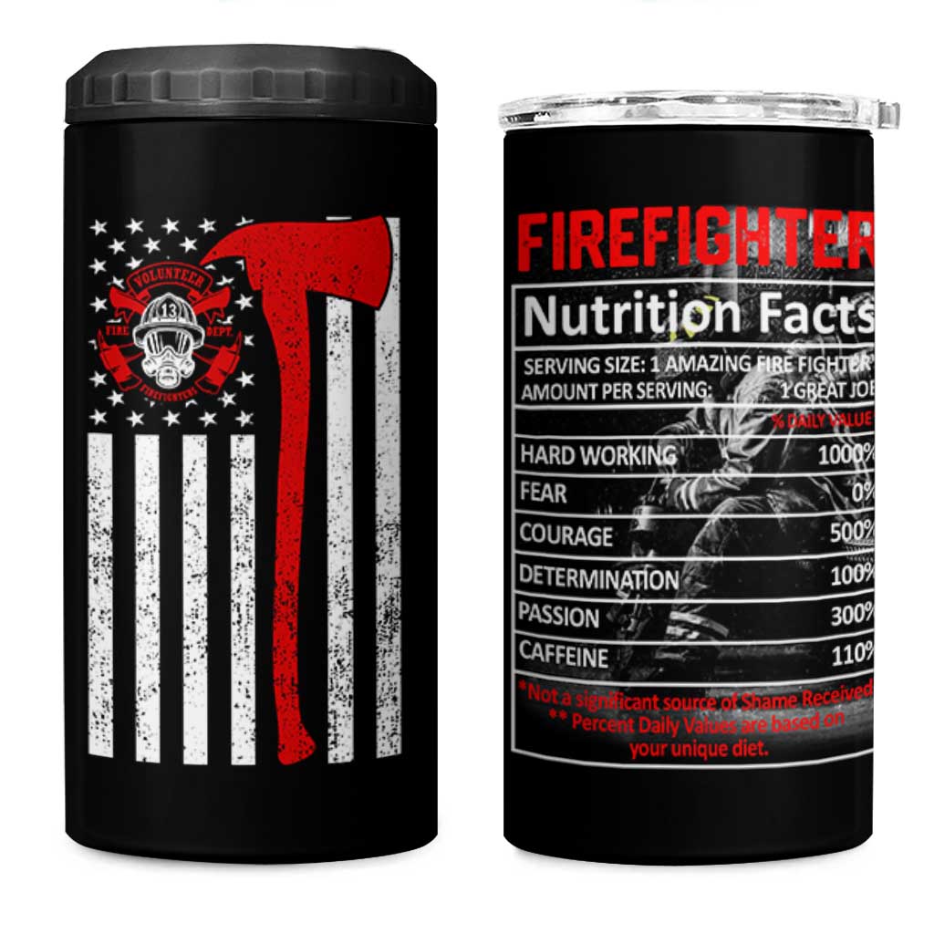 Firefighter Gifts for Men 4 in 1 Can Cooler Tumbler Fireman Fire Fighter Axe American Flag
