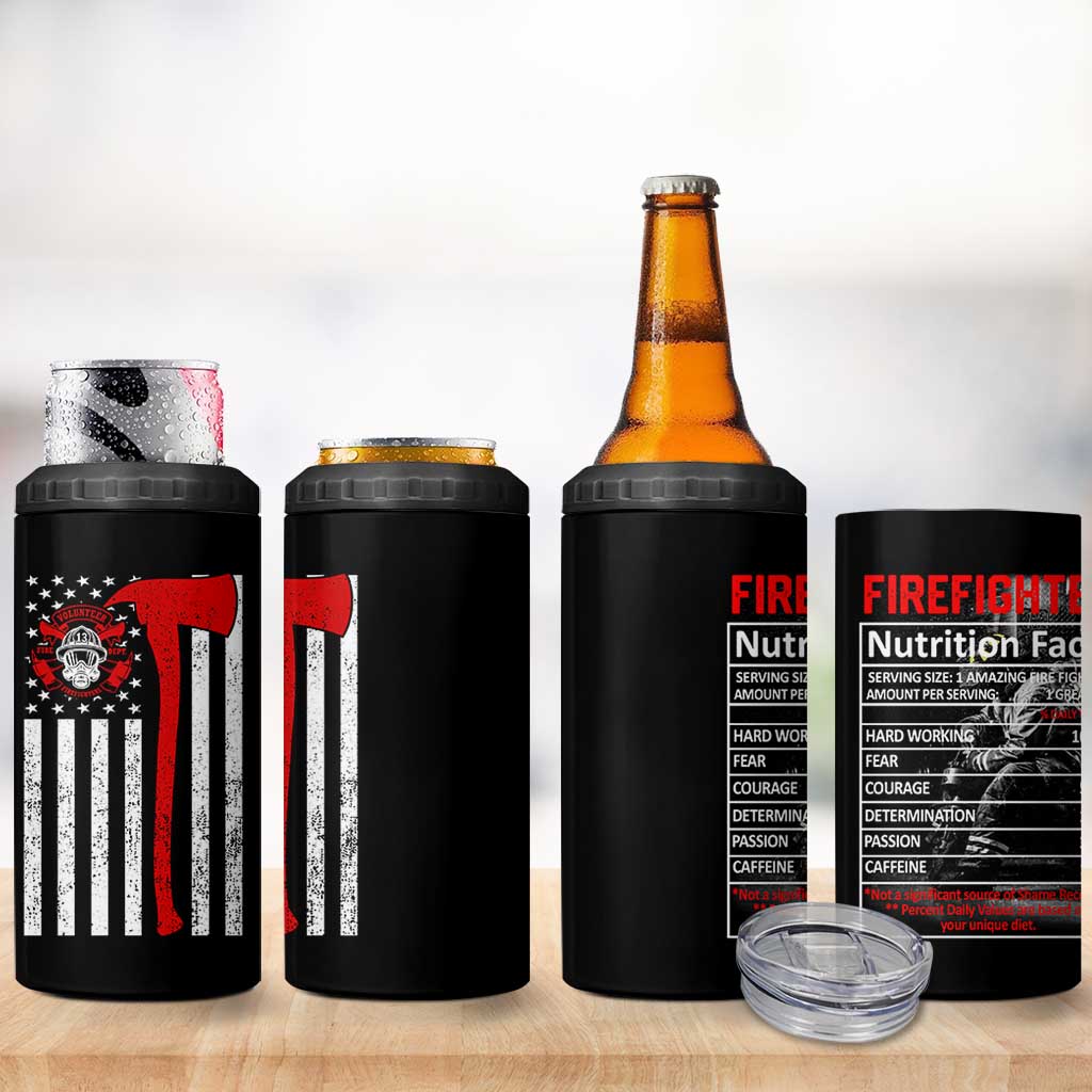 Firefighter Gifts for Men 4 in 1 Can Cooler Tumbler Fireman Fire Fighter Axe American Flag
