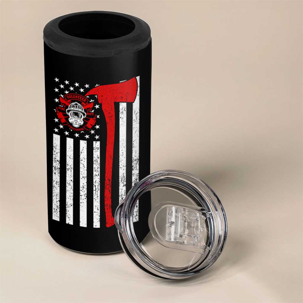 Firefighter Gifts for Men 4 in 1 Can Cooler Tumbler Fireman Fire Fighter Axe American Flag