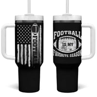 Football Tumbler With Handle Game Day Football Is My Favorite Season Sport Team US American Flag Patriotic - Wonder Print Shop
