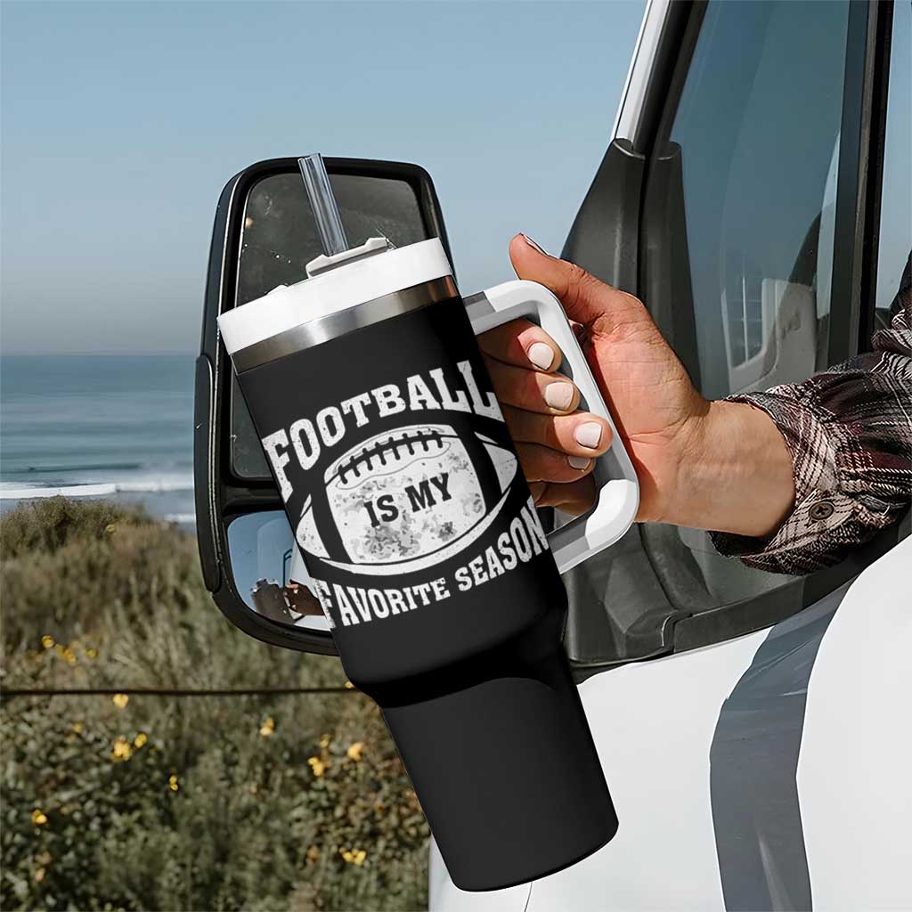 Football Tumbler With Handle Game Day Football Is My Favorite Season Sport Team US American Flag Patriotic - Wonder Print Shop