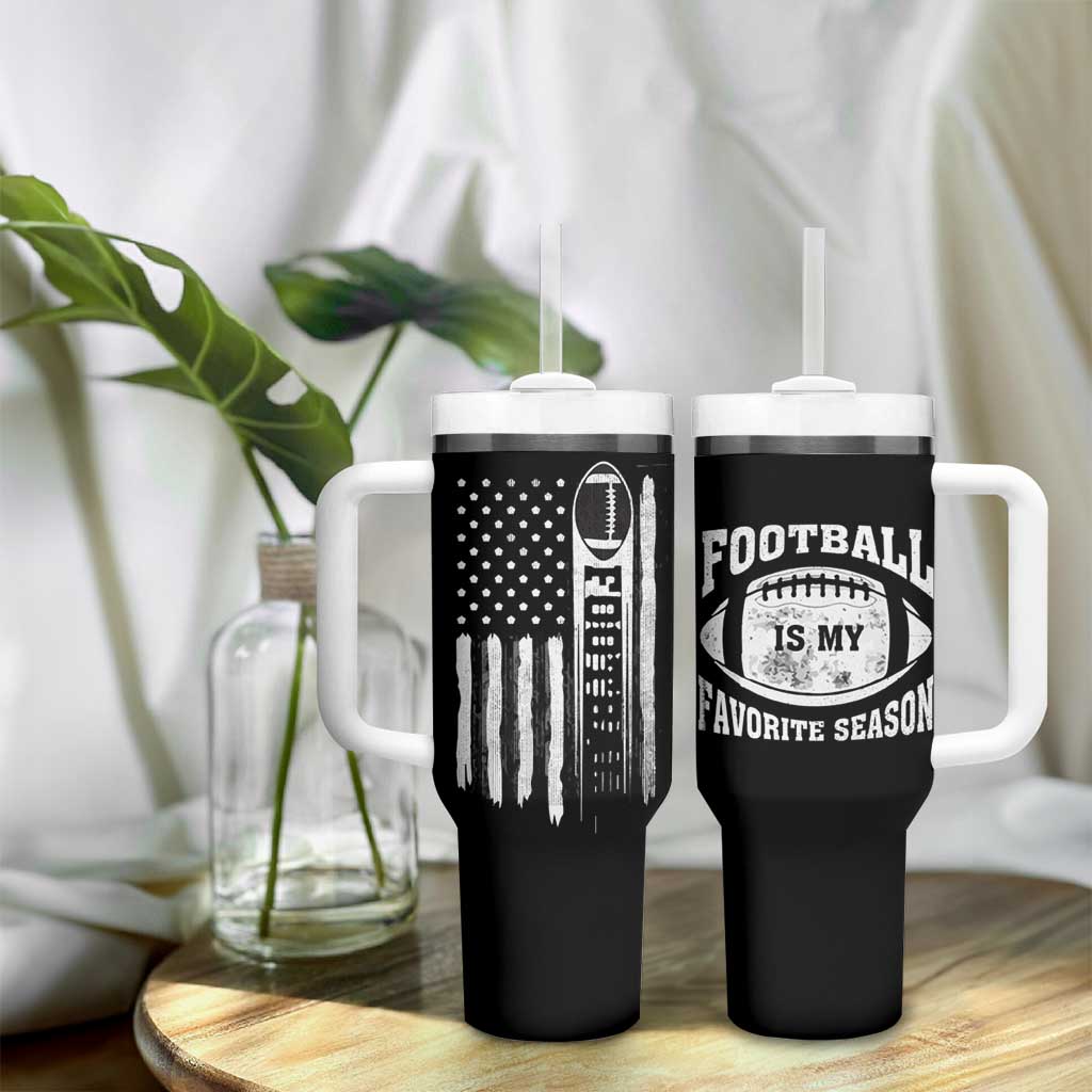 Football Tumbler With Handle Game Day Football Is My Favorite Season Sport Team US American Flag Patriotic - Wonder Print Shop