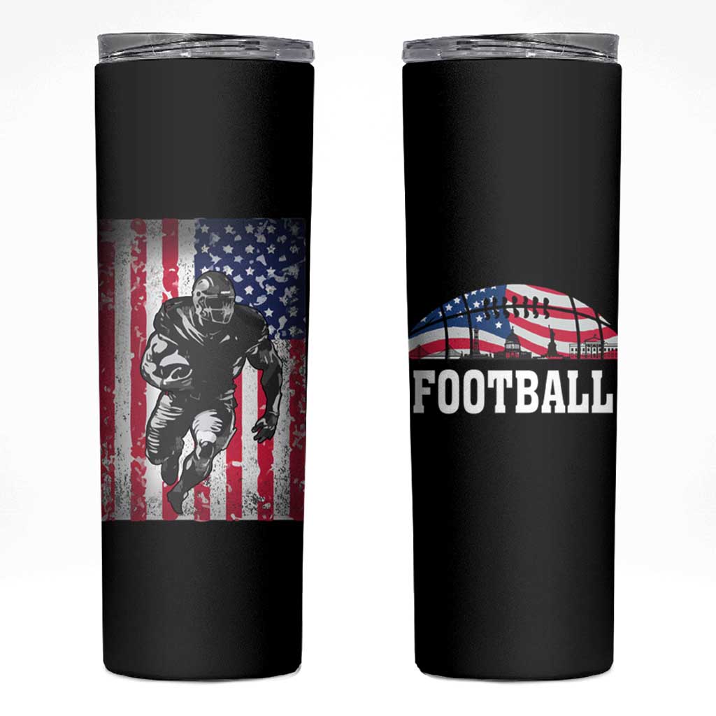 Football Players Skinny Tumbler US American Flag Game Day Sport Team Vintage Patriotic - Wonder Print Shop