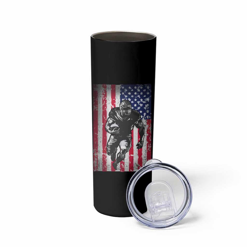 Football Players Skinny Tumbler US American Flag Game Day Sport Team Vintage Patriotic - Wonder Print Shop
