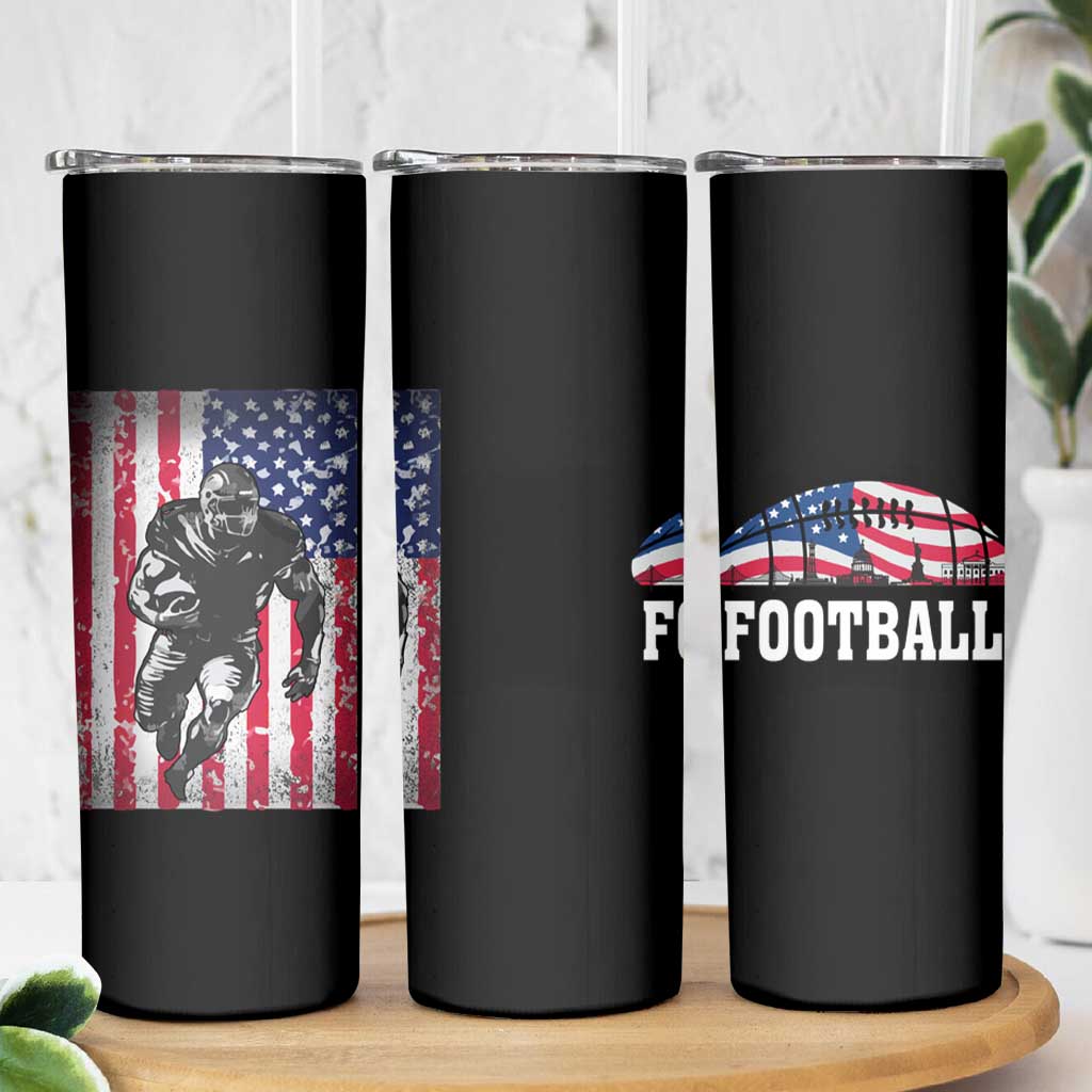 Football Players Skinny Tumbler US American Flag Game Day Sport Team Vintage Patriotic - Wonder Print Shop