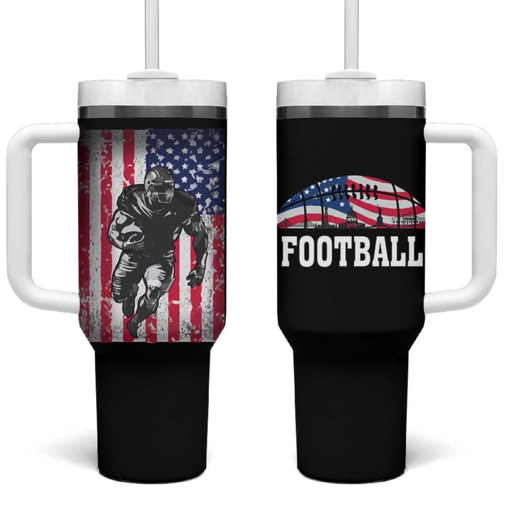 Football Players Tumbler With Handle US American Flag Game Day Sport Team Vintage Patriotic - Wonder Print Shop