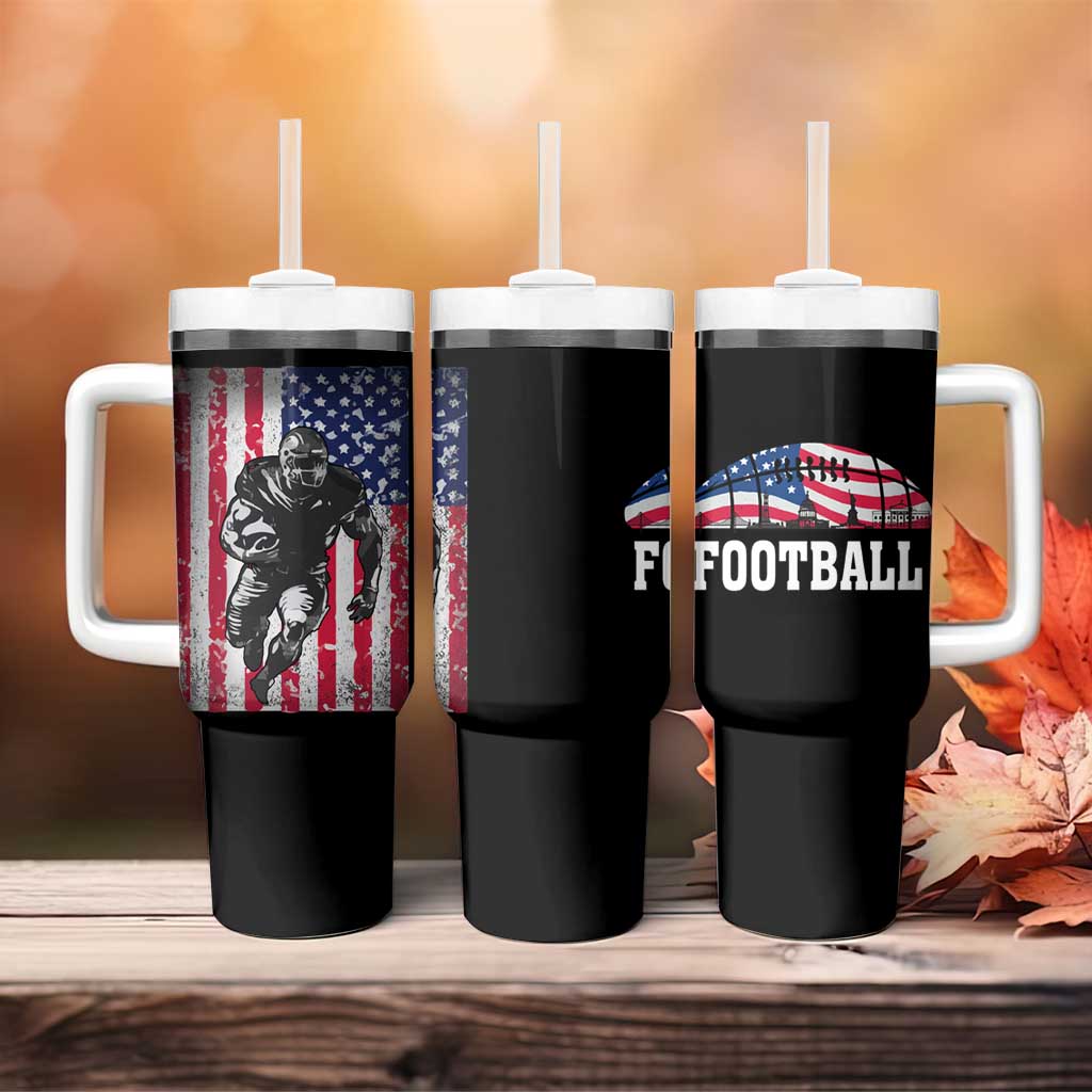 Football Players Tumbler With Handle US American Flag Game Day Sport Team Vintage Patriotic - Wonder Print Shop