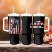 Football Players Tumbler With Handle US American Flag Game Day Sport Team Vintage Patriotic - Wonder Print Shop