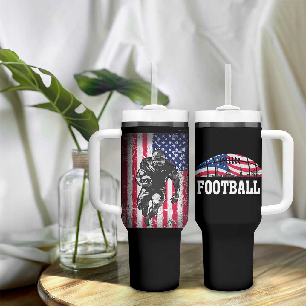 Football Players Tumbler With Handle US American Flag Game Day Sport Team Vintage Patriotic - Wonder Print Shop