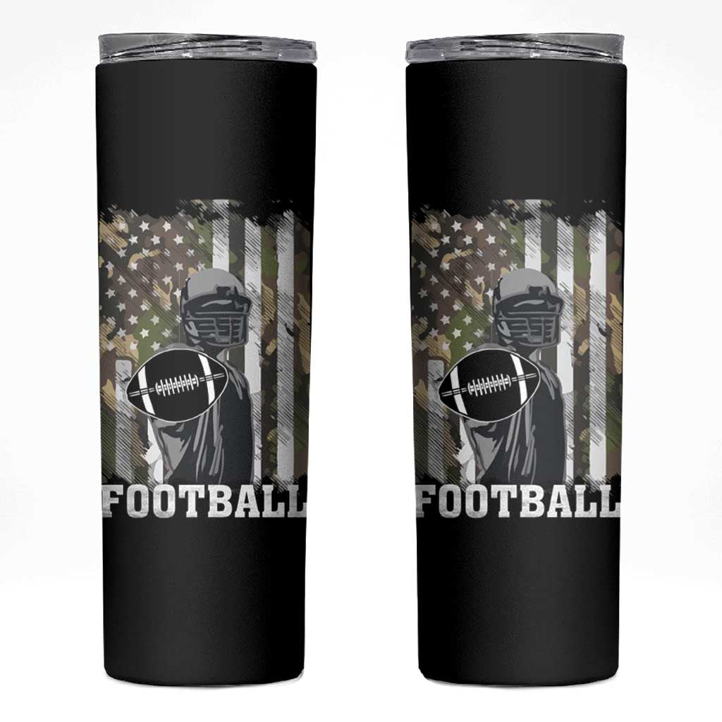 Football Players Skinny Tumbler Camo US American Flag Game Day Sport Team Vintage Patriotic - Wonder Print Shop