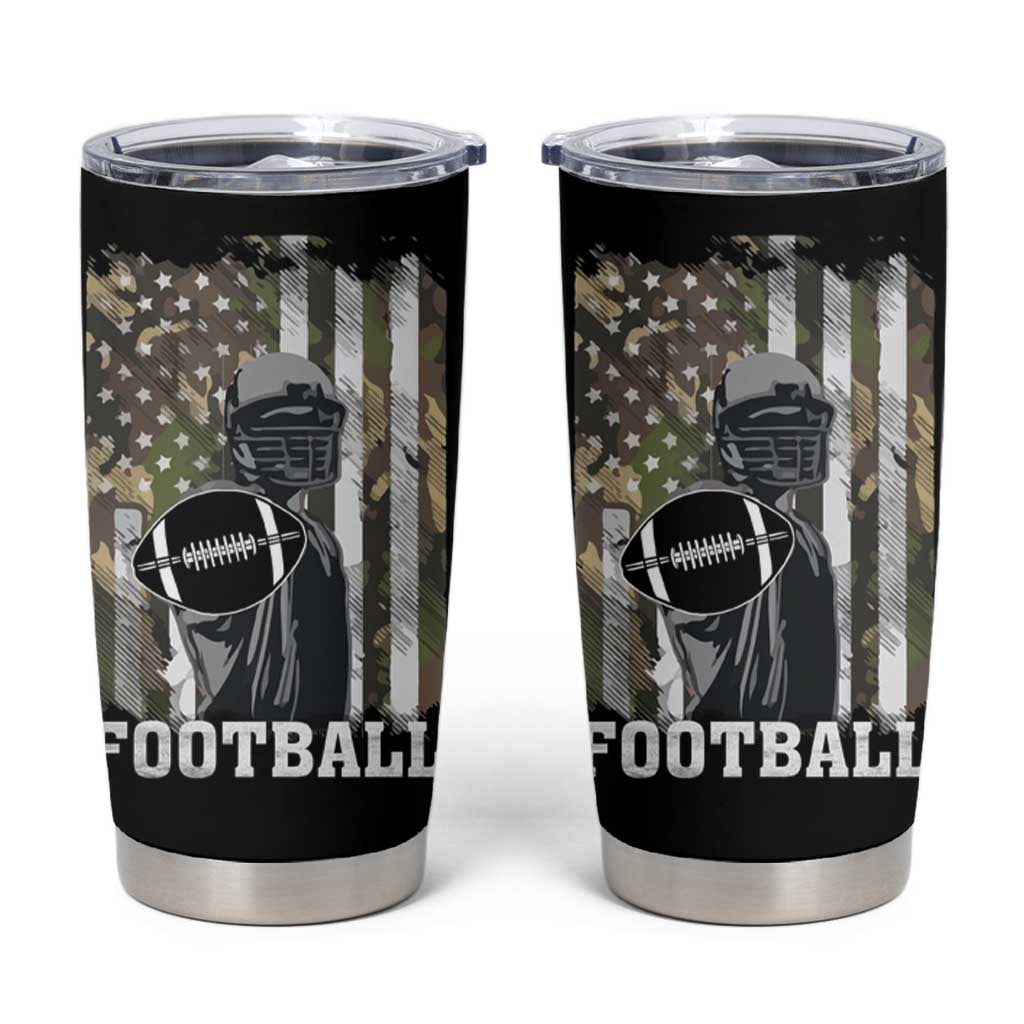 Football Players Tumbler Cup Camo US American Flag Game Day Sport Team Vintage Patriotic - Wonder Print Shop
