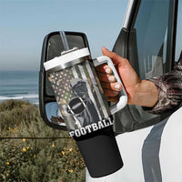 Football Players Tumbler With Handle Camo US American Flag Game Day Sport Team Vintage Patriotic - Wonder Print Shop