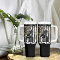 Football Players Tumbler With Handle Camo US American Flag Game Day Sport Team Vintage Patriotic - Wonder Print Shop