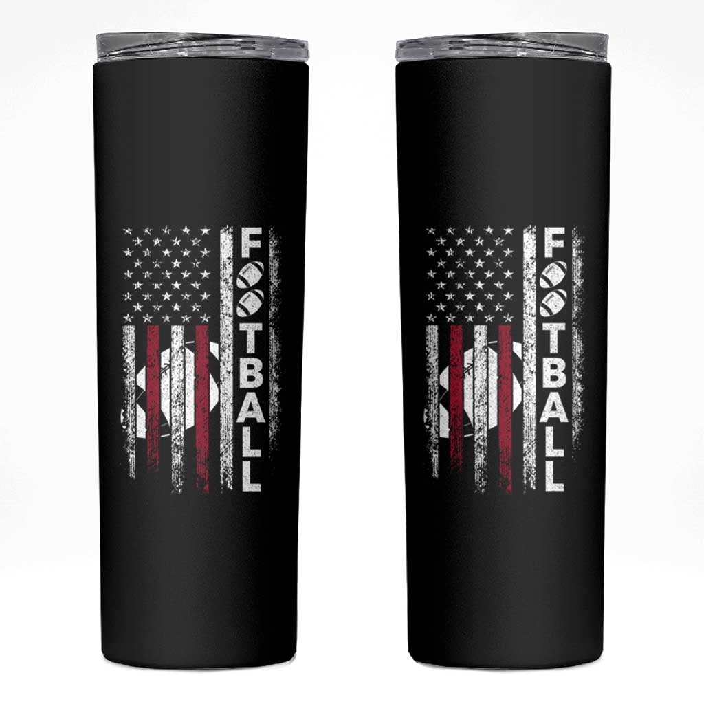 Football American Flag Skinny Tumbler Game Day Sport Team Vintage Patriotic - Wonder Print Shop