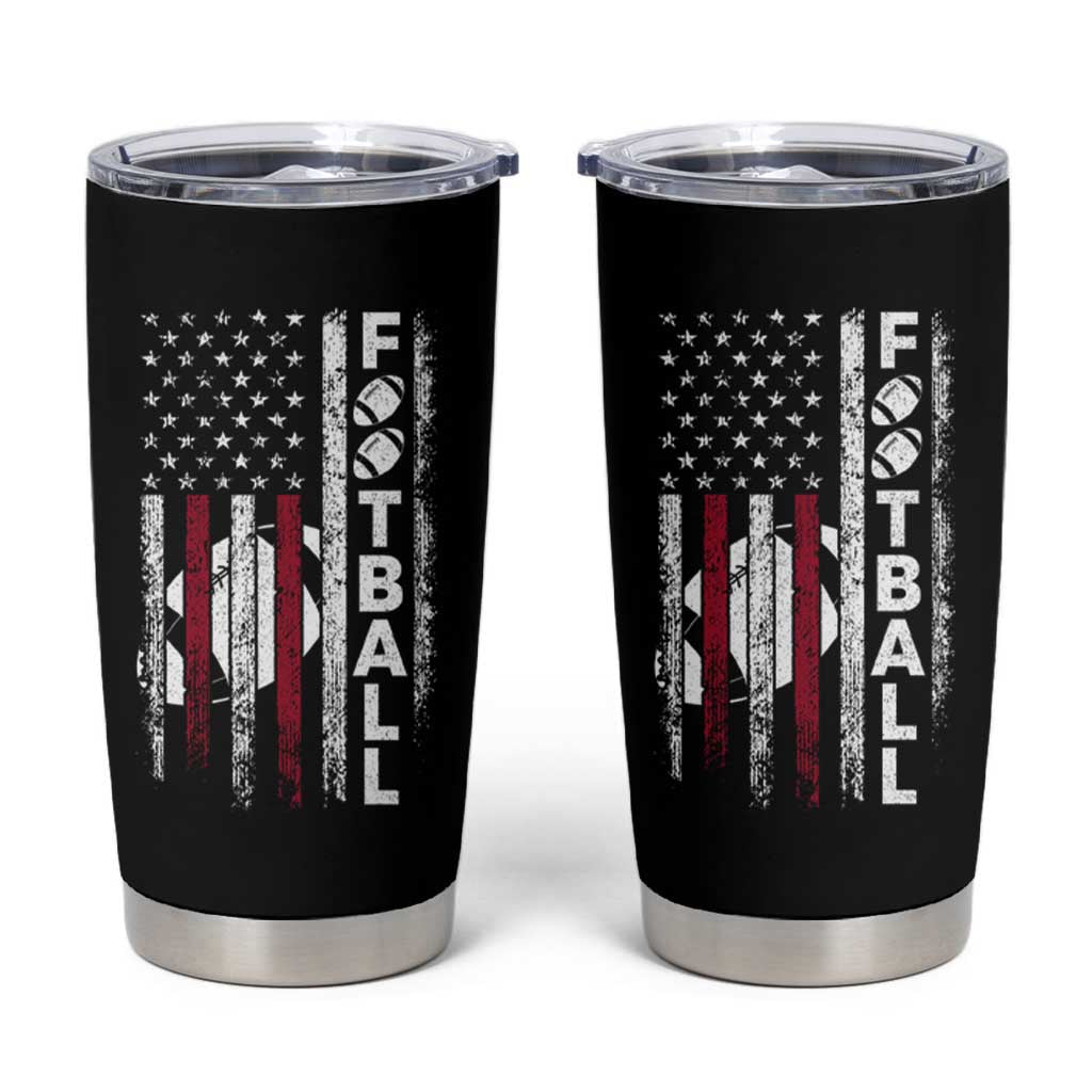 Football American Flag Tumbler Cup Game Day Sport Team Vintage Patriotic - Wonder Print Shop