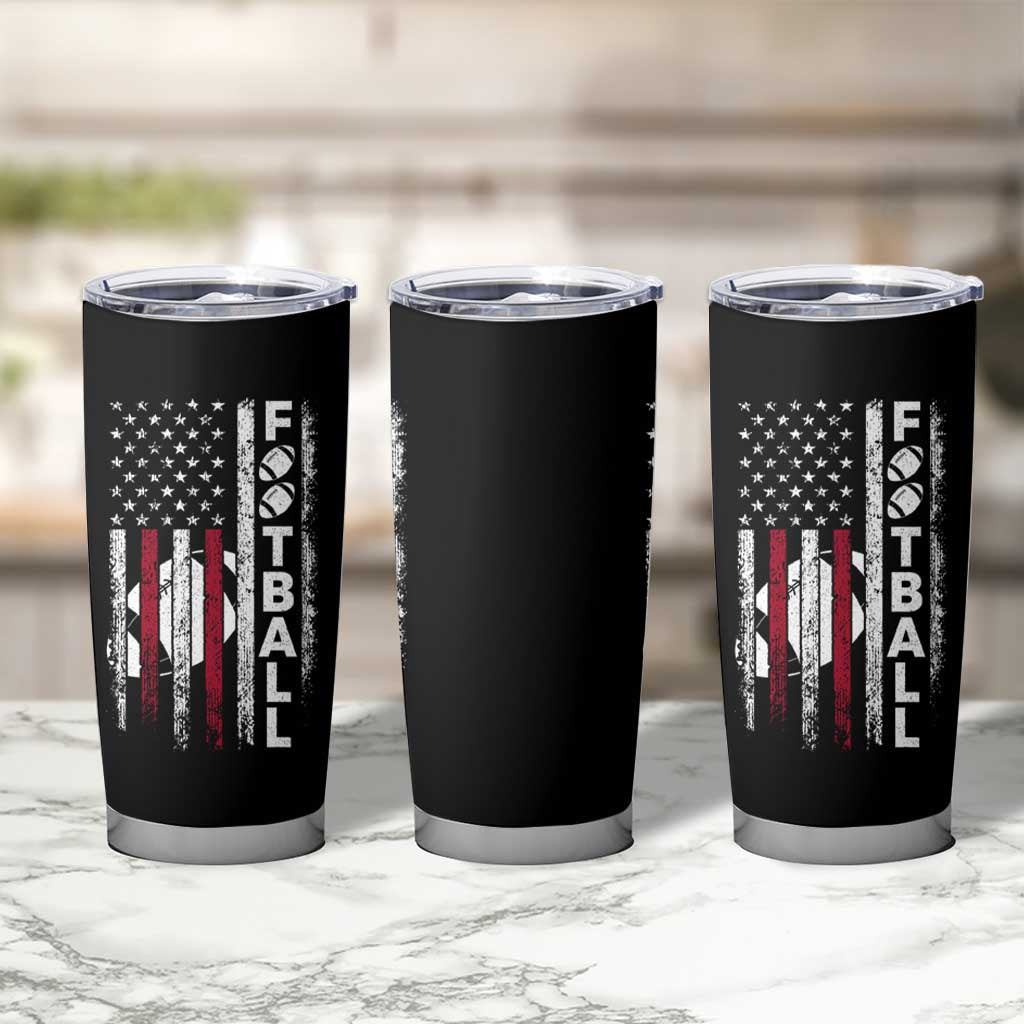 Football American Flag Tumbler Cup Game Day Sport Team Vintage Patriotic - Wonder Print Shop