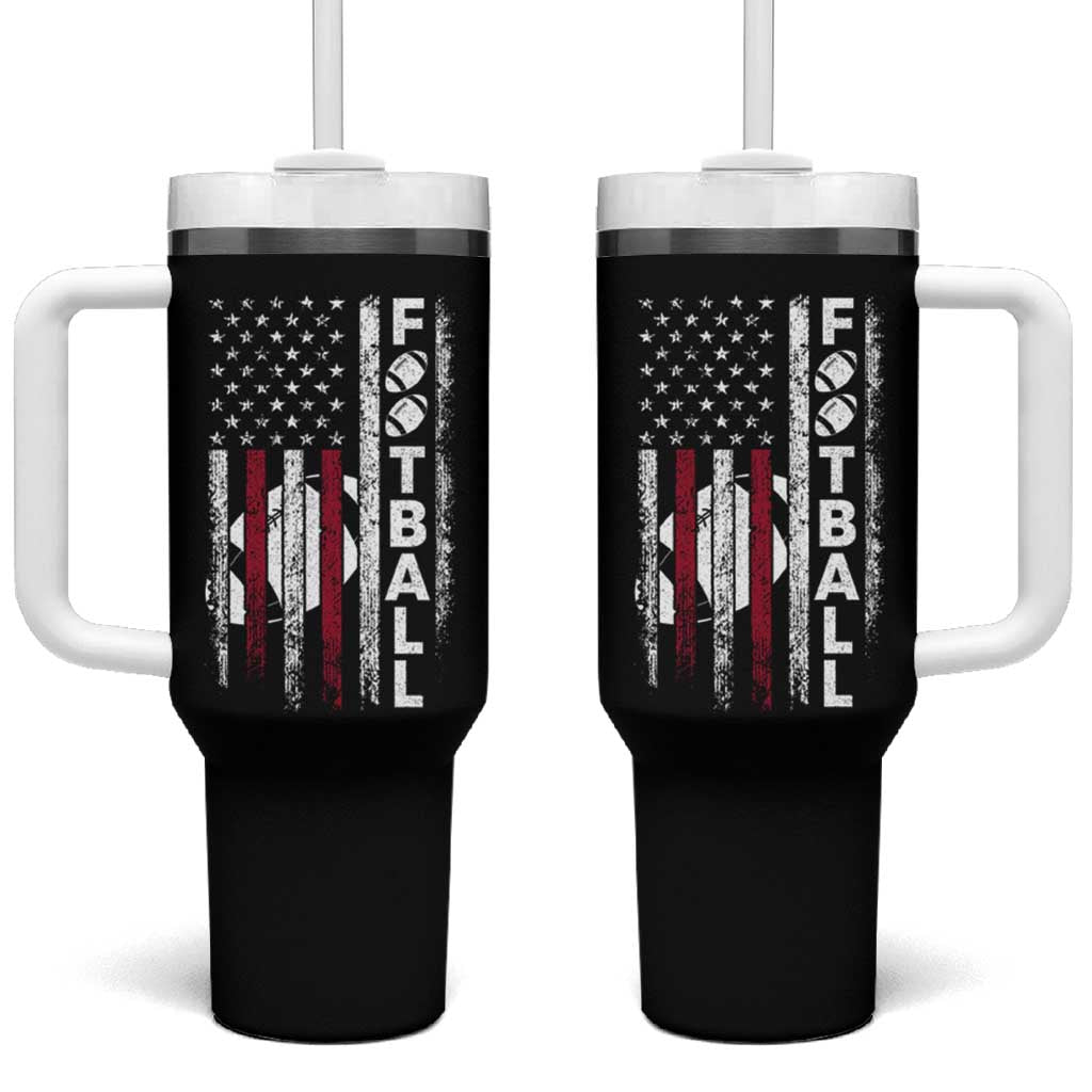 Football American Flag Tumbler With Handle Game Day Sport Team Vintage Patriotic - Wonder Print Shop
