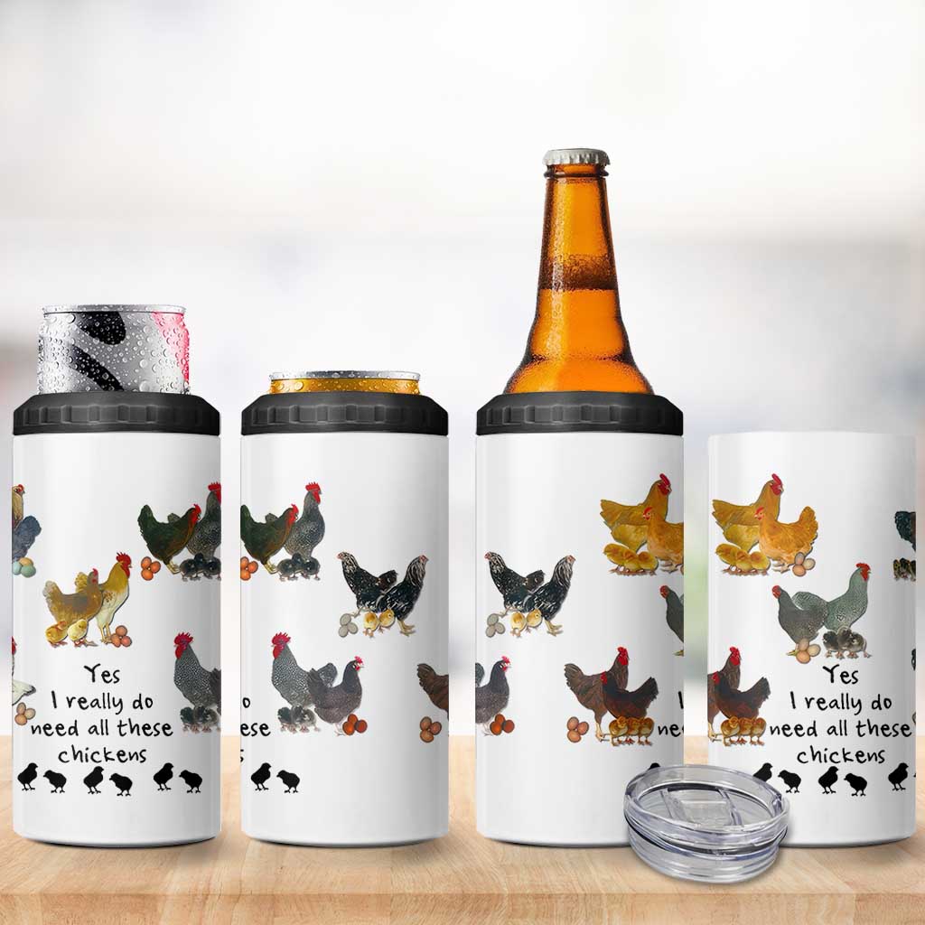 Funny Chicken Gifts 4 in 1 Can Cooler Tumbler Cute Mothers Day Farmhouse Chicken Lovers