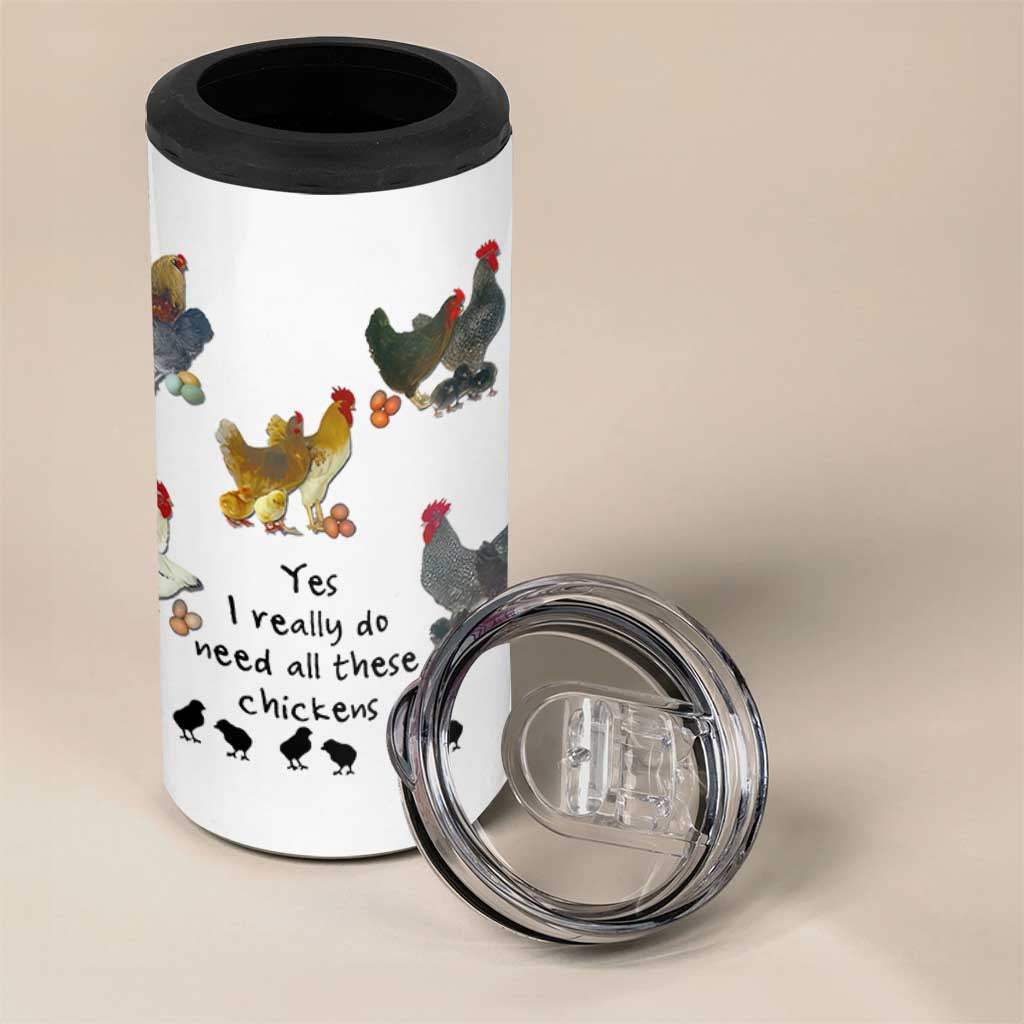 Funny Chicken Gifts 4 in 1 Can Cooler Tumbler Cute Mothers Day Farmhouse Chicken Lovers