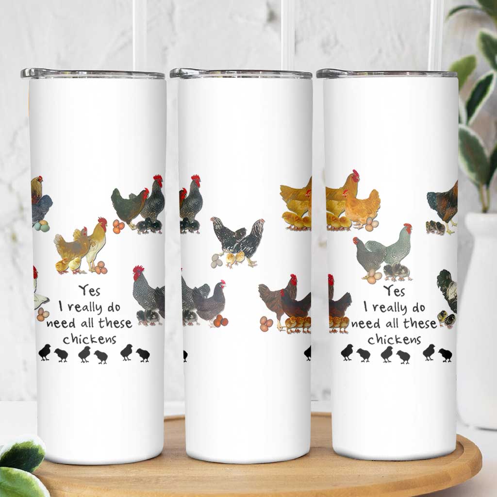 Funny Chicken Gifts Skinny Tumbler Cute Mothers Day Farmhouse Chicken Lovers