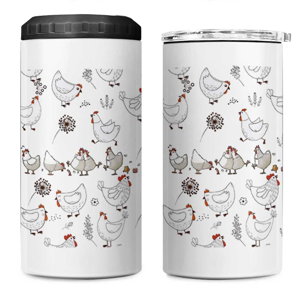 Chickens Lover 4 in 1 Can Cooler Tumbler Farmhouse Chickens Lady Mom Gift