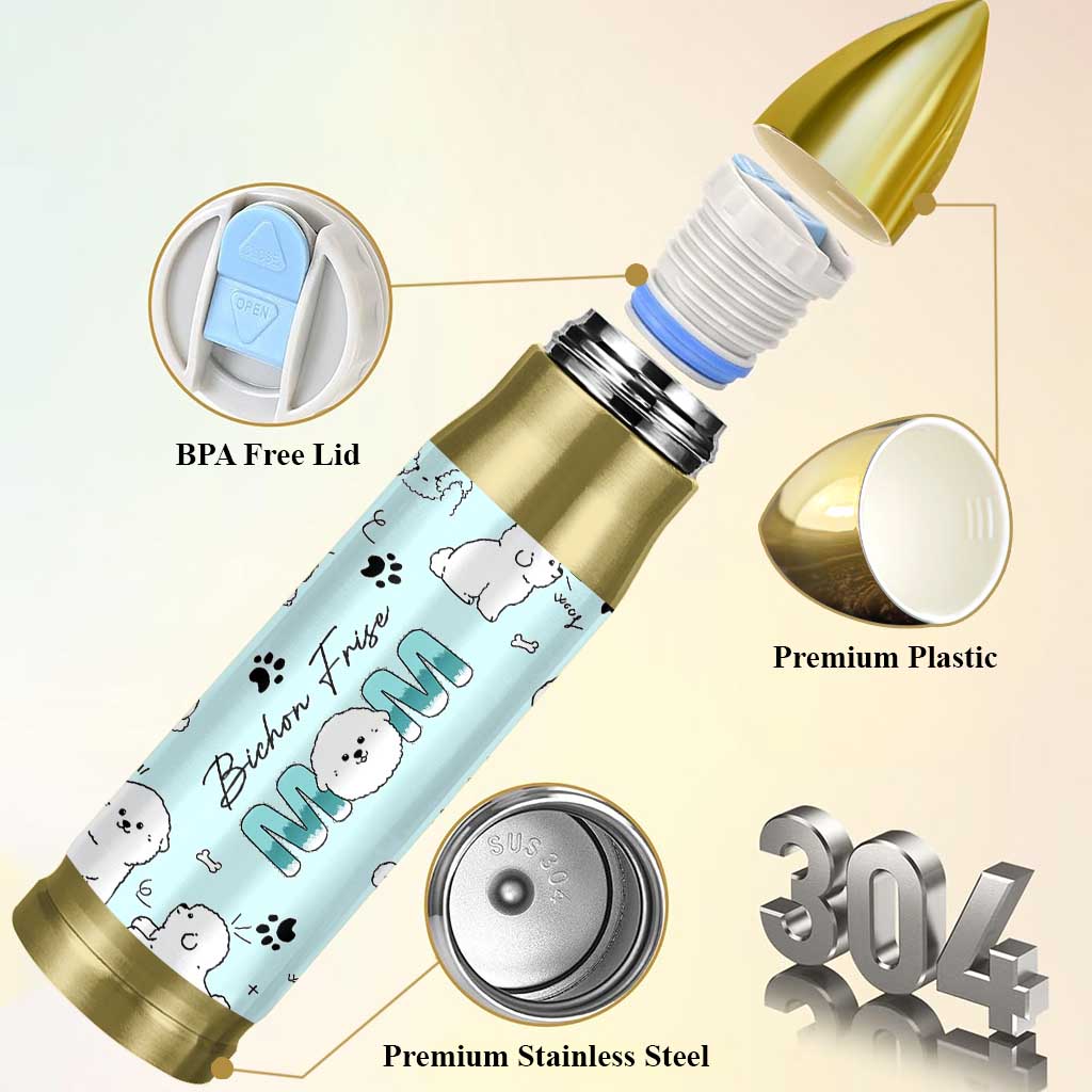 Bichon Frise Dog Mom Bullet Tumbler Mothers Day Gift For Dog Lovers Owners Women